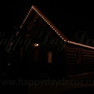 Подсветка фасада загородного дома гирляндой Белт-Лайт