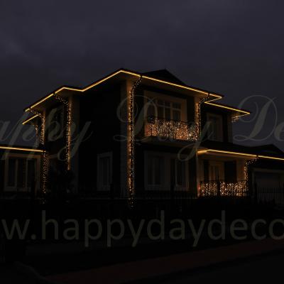 Подсветка фасада загородного дома гибким неоном